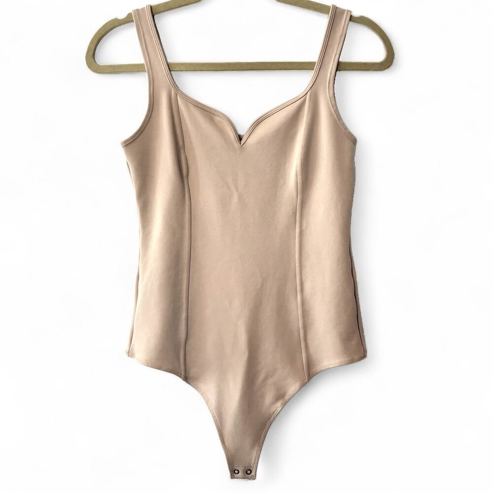 Abercrombie & Fitch Sz S Ponte Corset Sweetheart Bodysuit Beige